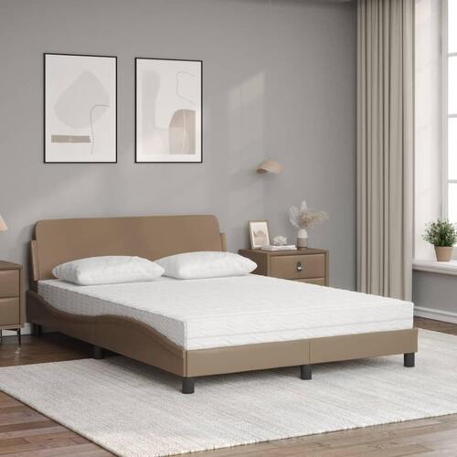 Seng 120x200 cm kunstlæder cappuccinofarvet