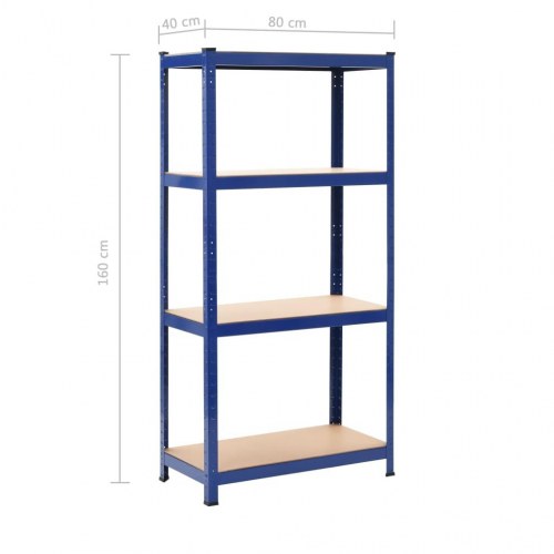 Opbevaringsreoler 2 stk. 80x40x160 cm stål og MDF blå