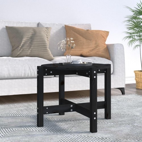 Sofabord Ø 62,5 x 45 cm i massivt fyrretræ - sort
