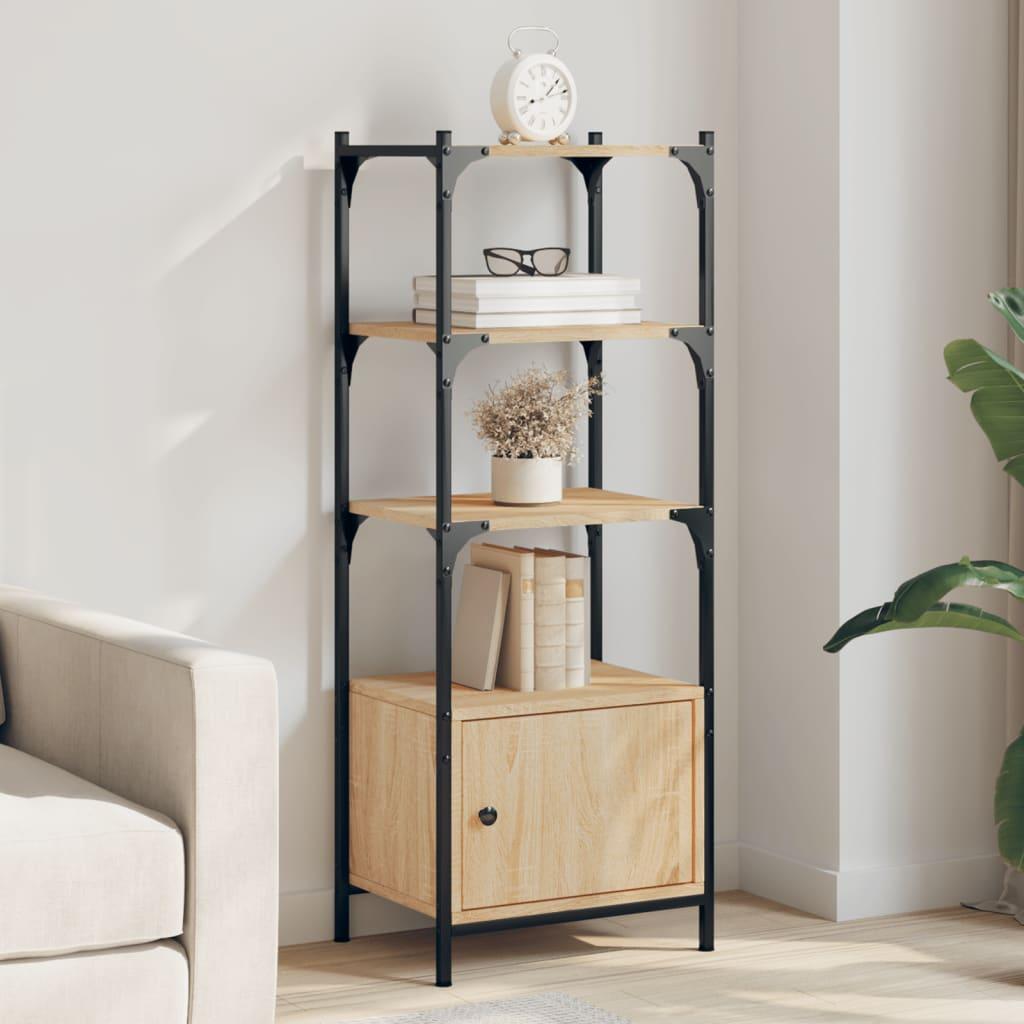 Bogreol med 3 hylder 41x30x109,5 cm konstrueret træ sonoma-eg