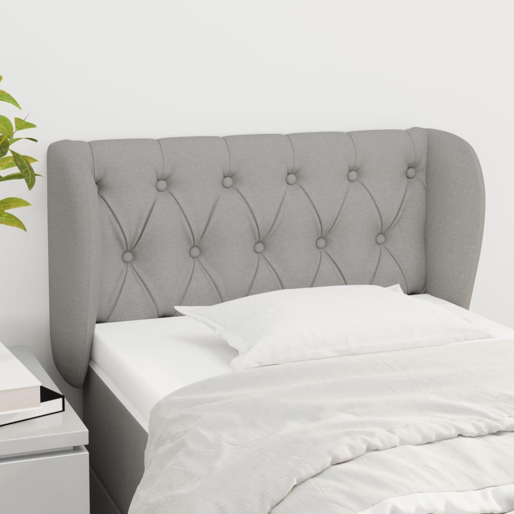 Sengegavl Med Kanter Stof Lysegrå - 83 x 23 x 78/88 cm