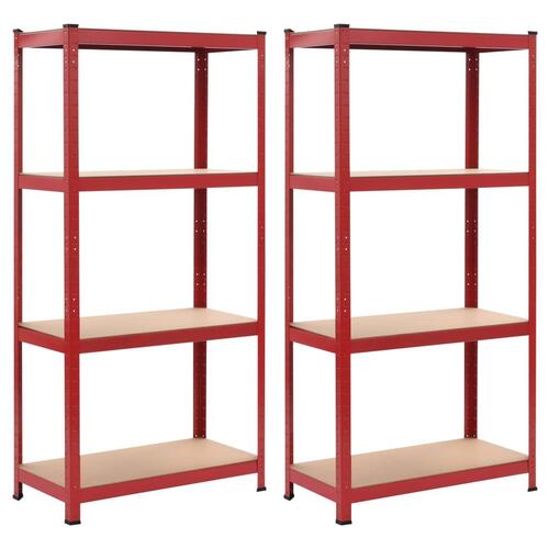 Opbevaringsreoler 2 stk. 80 x 40 x 160 cm stål MDF rød