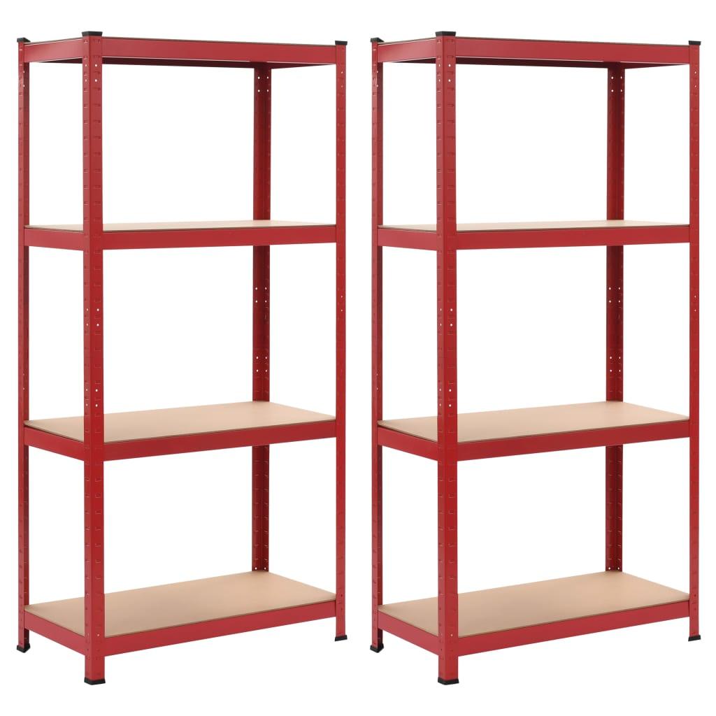 Opbevaringsreoler 2 stk. 80 x 40 x 160 cm stål MDF rød
