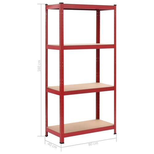 Opbevaringsreoler 2 stk. 80 x 40 x 160 cm stål MDF rød
