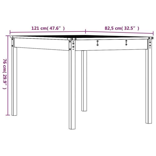 Havebord 121x82,5x76 cm massivt fyrretræ
