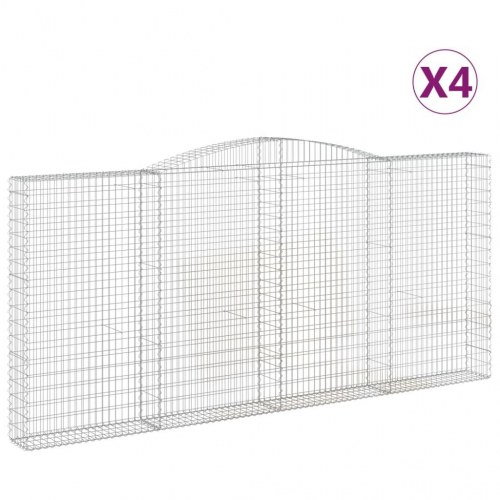 Buede gabionkurve - 4 stk. 400×30×180/200 cm i galvaniseret jern