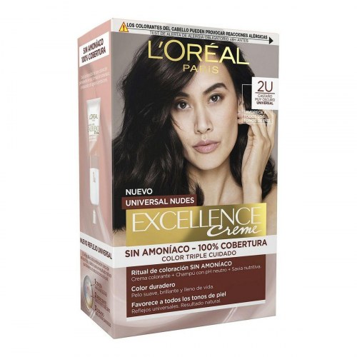 Hårfarve uden ammoniak L'Oreal Paris Excellence 2U Darkest Brunette - 5 stk
