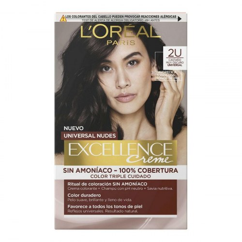 Hårfarve uden ammoniak L'Oreal Paris Excellence 2U Darkest Brunette - 5 stk