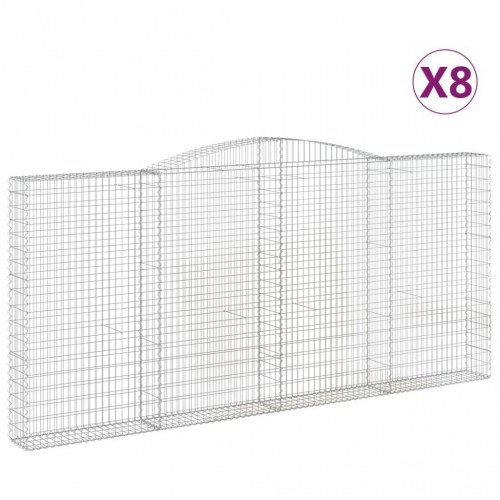 Buede gabionkurve - 8 stk. 400×30×180/200 cm i galvaniseret jern