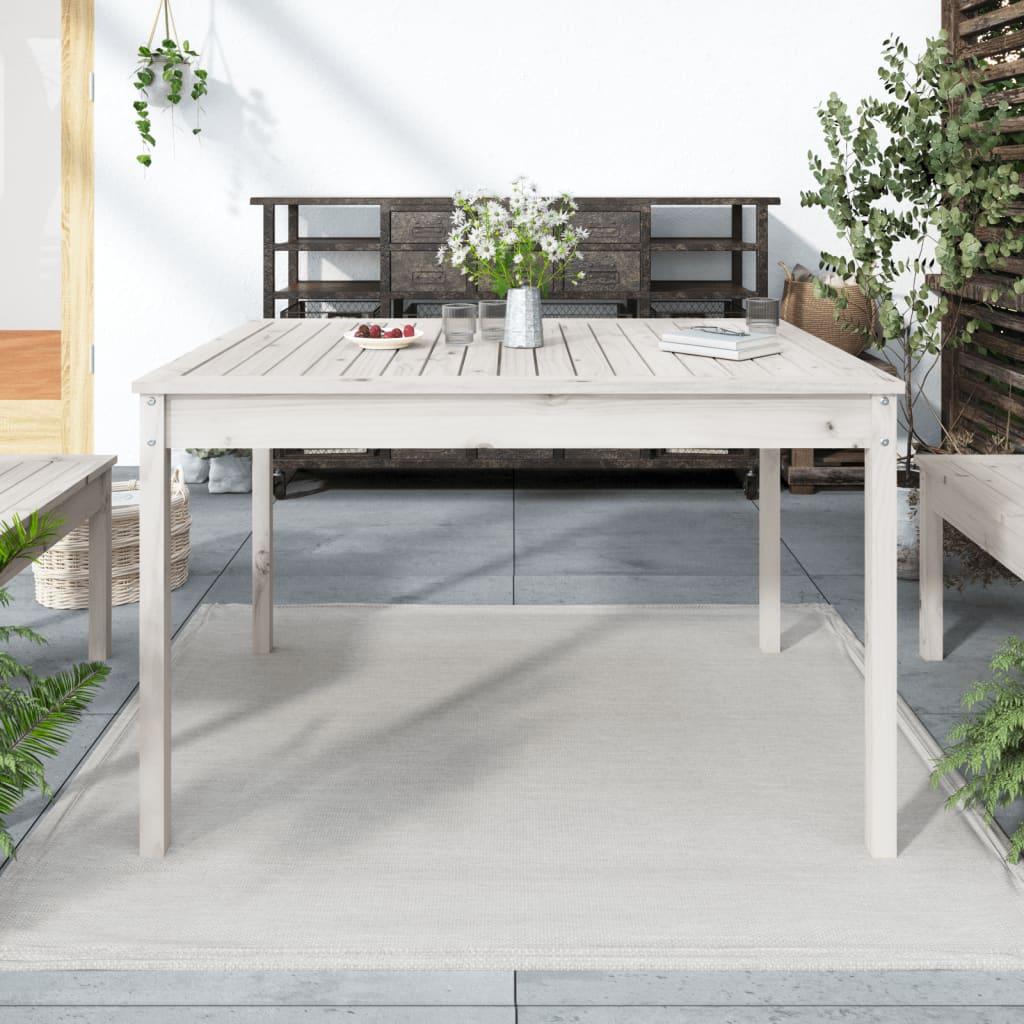 Havebord 121x82,5x76 cm massivt fyrretræ hvid