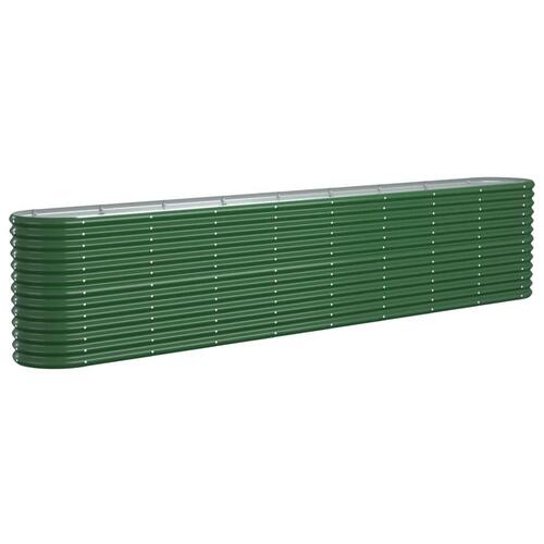 Plantekasse 332x40x68 cm pulverlakeret stål grøn