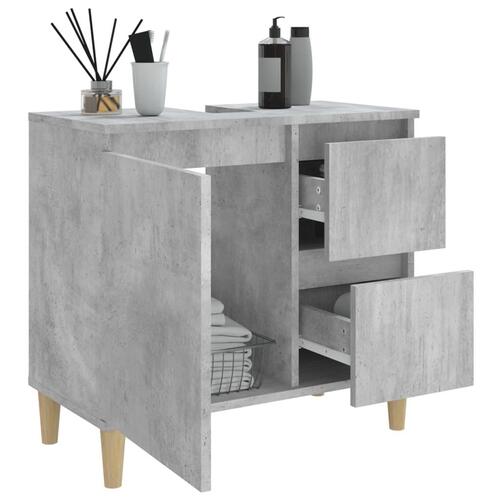 Badeværelsesskab 65x33x60 cm konstrueret træ betongrå
