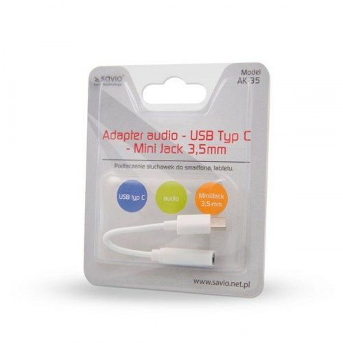 Savio USB-C til 3,5 mm jack adapter - Hvid 0,12 m (AK-35)