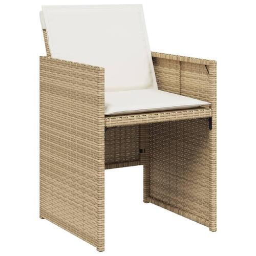 Spisebordssæt til haven 11 dele med hynder polyrattan beige