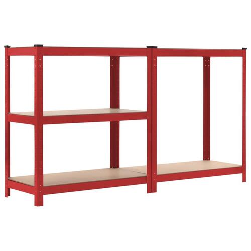Opbevaringsreoler 2 stk. 80 x 40 x 180 cm stål MDF rød