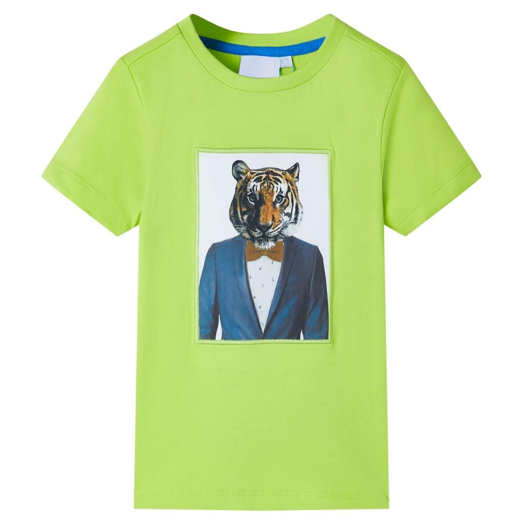 Kortærmet T-shirt til børn str. 116 limegrøn
