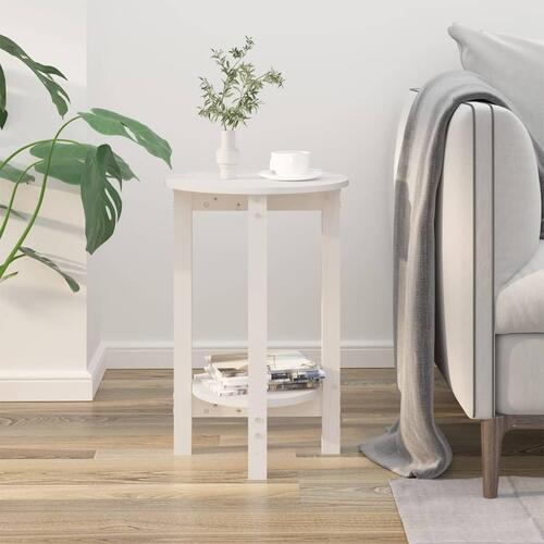 Sofabord Ø 40x60 cm massivt fyrretræ hvid