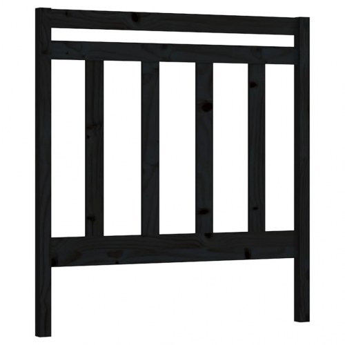 Sengegavl 81 × 4 × 100 cm - massivt fyrretræ, sort