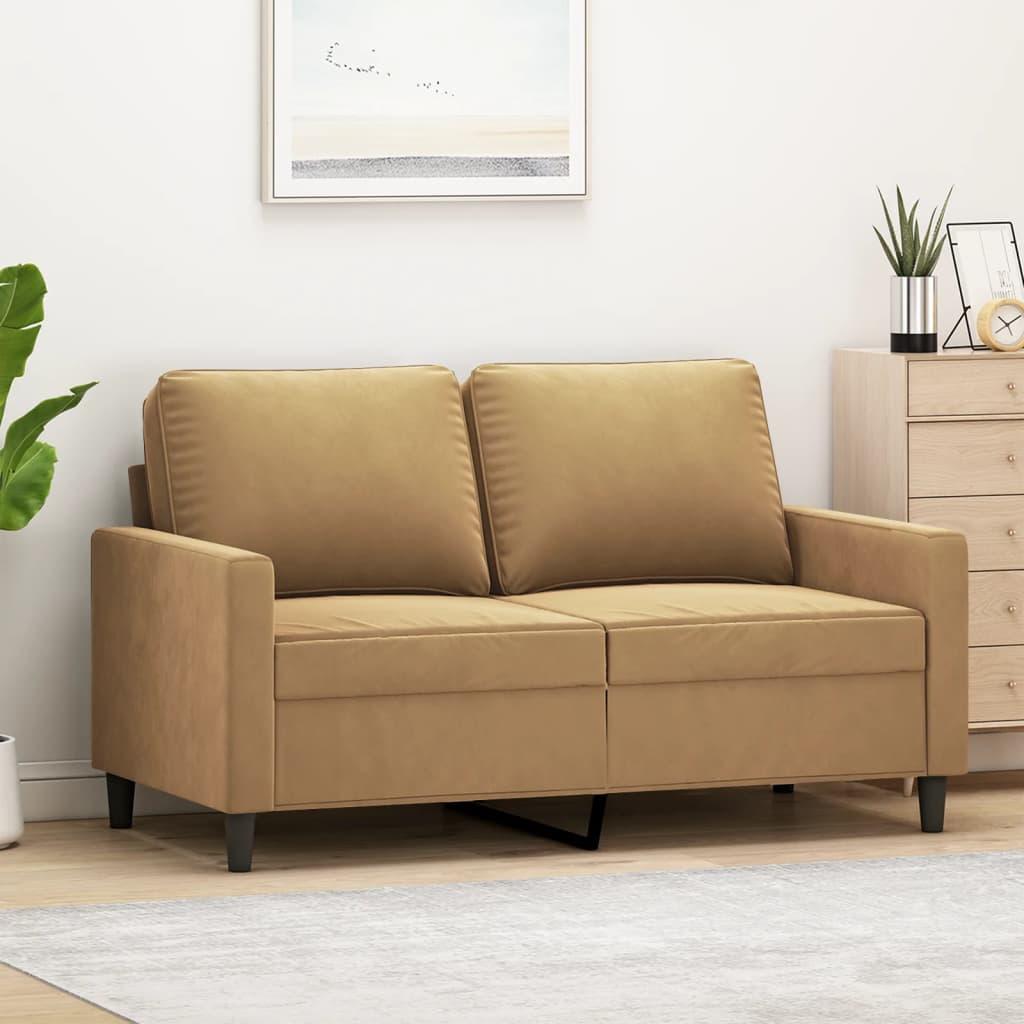2-personers sofa 120 cm fløjl brun billede