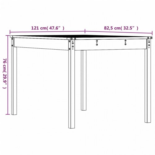 Havebord 121x82,5x76 cm massivt fyrretræ gyldenbrun