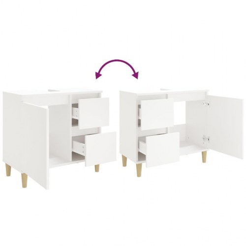 Badeværelsesskab 65x33x60 cm konstrueret træ hvid