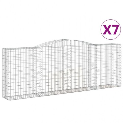 Buede gabionkurve - 7 stk. 400×50×140/160 cm i galvaniseret jern