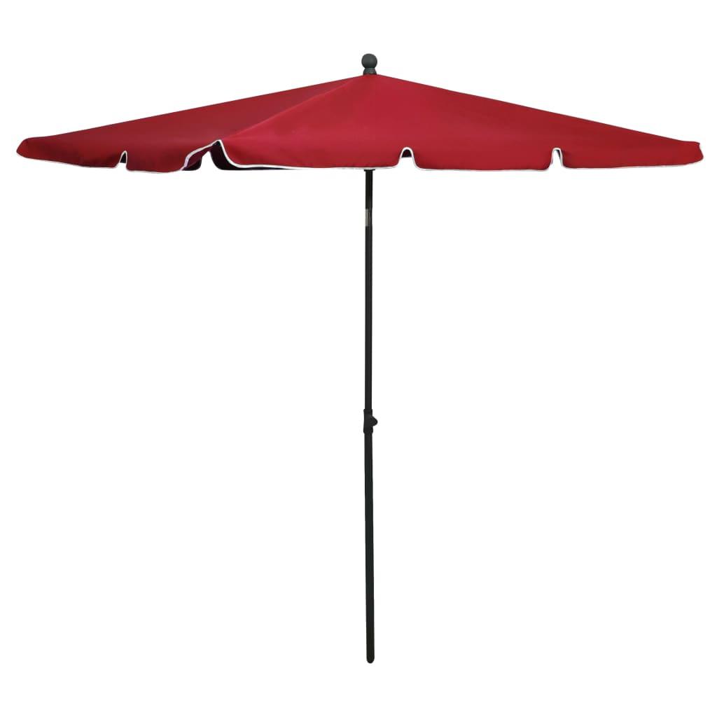 Parasol med stang 210x140 cm bordeauxfarvet