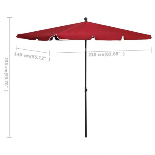 Parasol med stang 210×140 cm - bordeaux