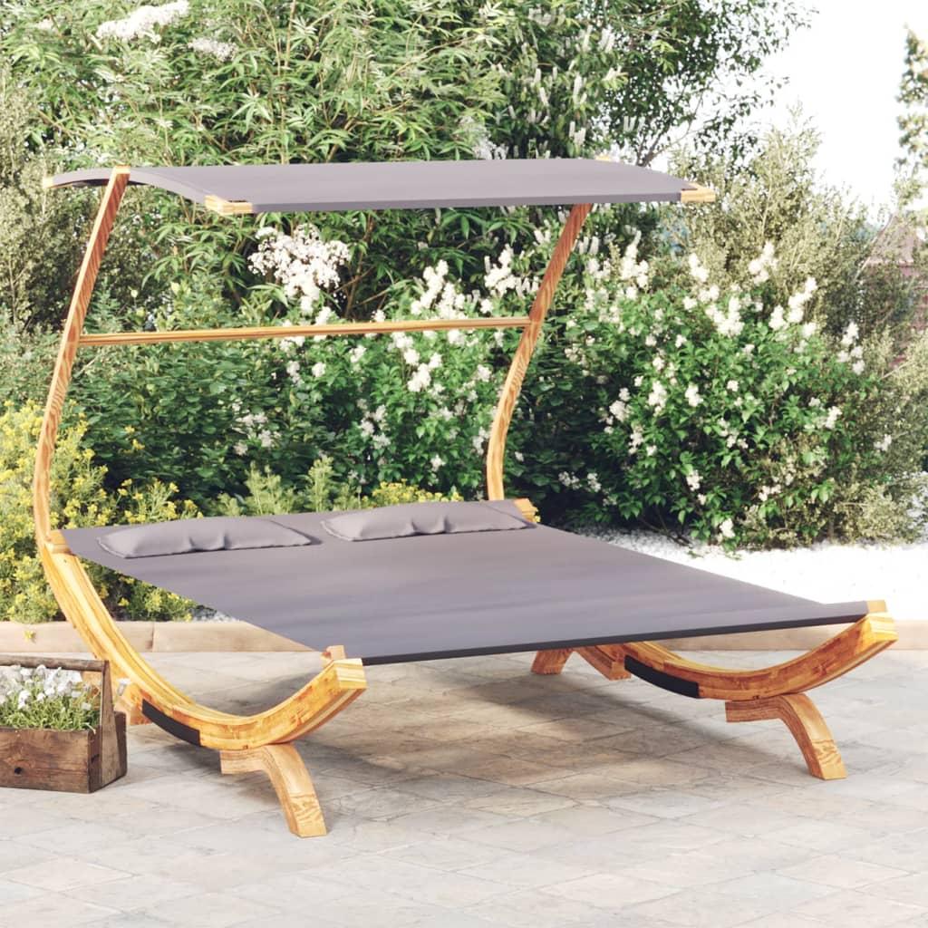 Loungeseng med baldakin 165x203x138 cm bøjet træ antracitgrå