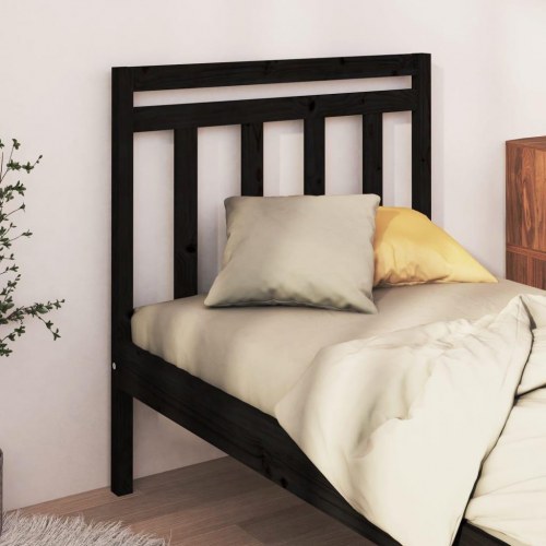 Sengegavl 96×4×100 cm i massivt fyrretræ - sort