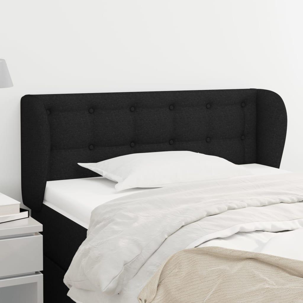 Sengegavl Med Kanter Stof - Sort / 103 x 23 x 78/88 cm
