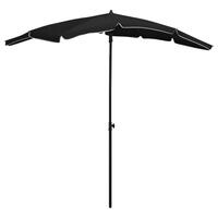 Parasol med stang 210x130 cm sort