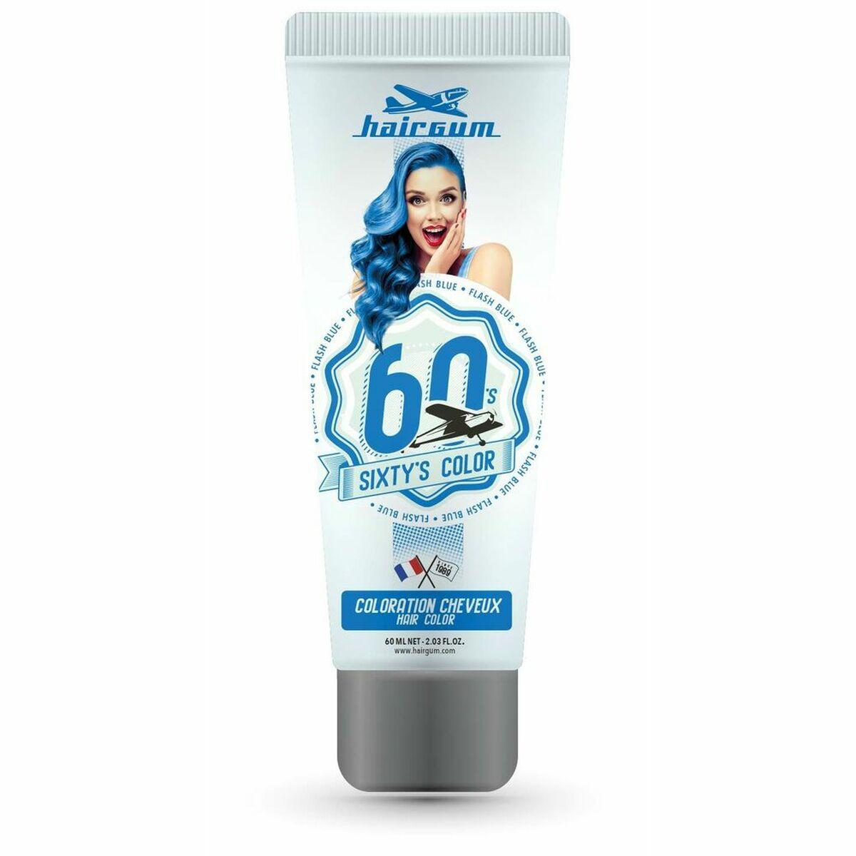 Semi-permanent hårfarve Hairgum Sixty's Color - flash blue 60 ml