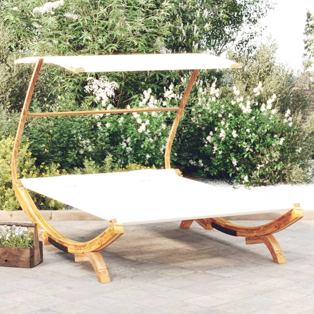 Loungeseng med baldakin 165x203x138 cm bøjet træ cremefarvet