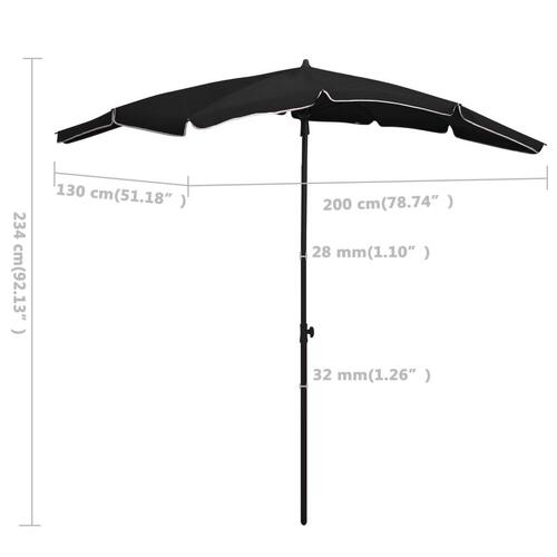 Parasol med stang 210x130 cm sort