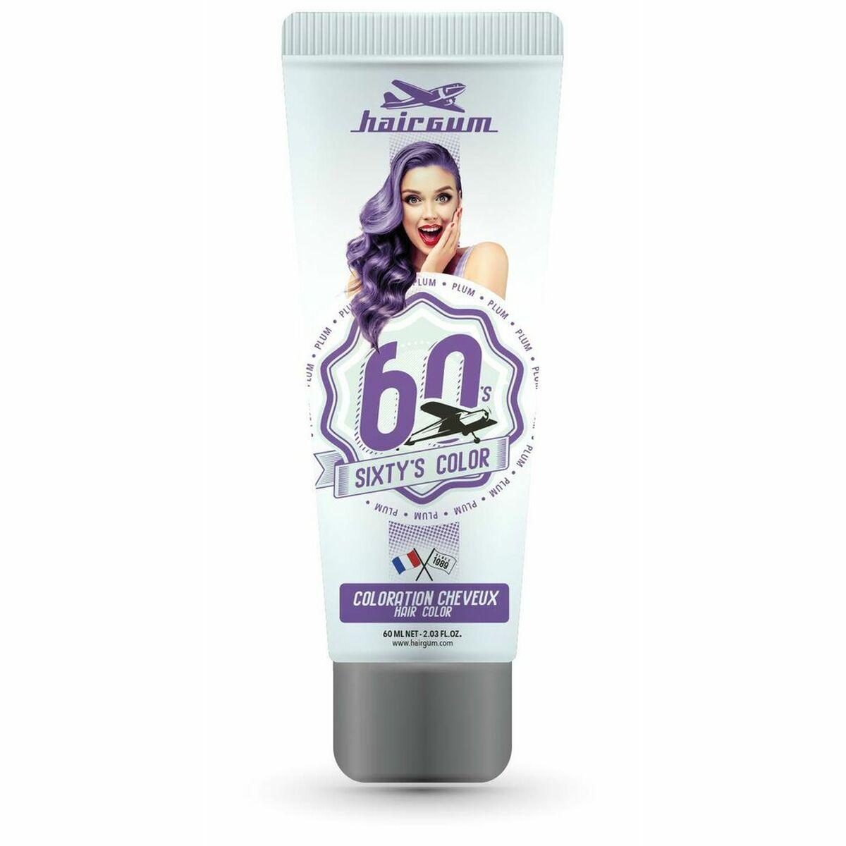 Semi-permanent hårfarve Hairgum Sixty's Color - Blomme 60 ml