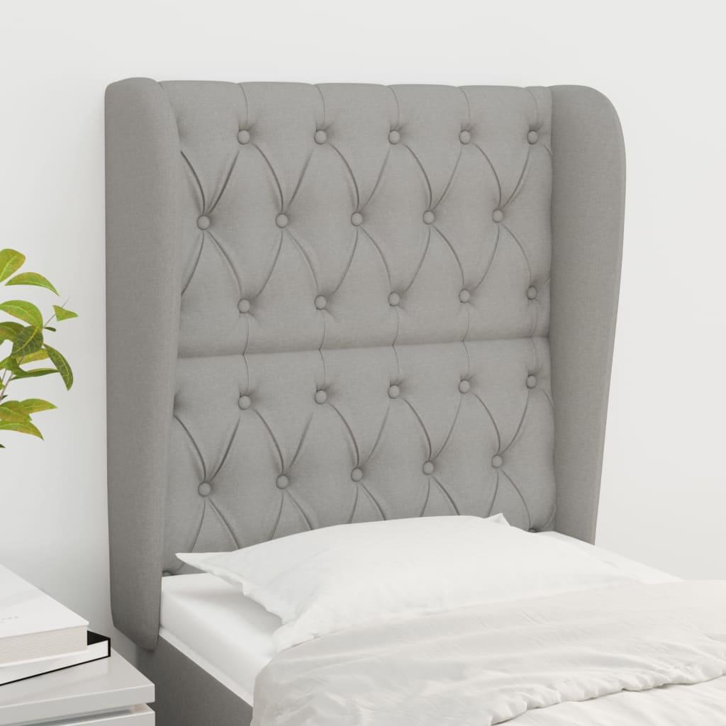 Sengegavl Med Kanter Stof Lysegrå - 83 x 23 x 118/128 cm