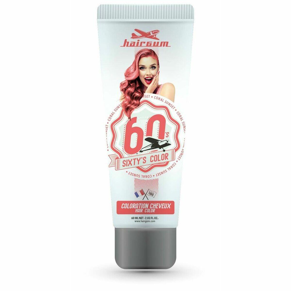Semi-permanent hårfarve Hairgum Sixty's Color - Coral Sunset 60 ml