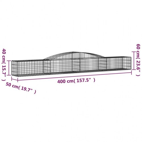 Buede gabionkurve - 4 stk. 400×50×40/60 cm i galvaniseret jern