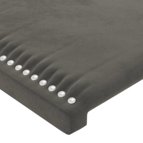 Sengegavl i fløjl med LED-lys 200 x 5 x 118/128 cm - mørkegrå