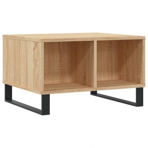 Sofabord i sonoma-eg med metalben - 60 × 50 × 36,5 cm, konstrueret træ