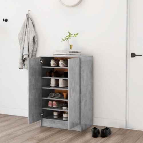 Skoskab 60×35×92 cm i konstrueret træ - betongrå