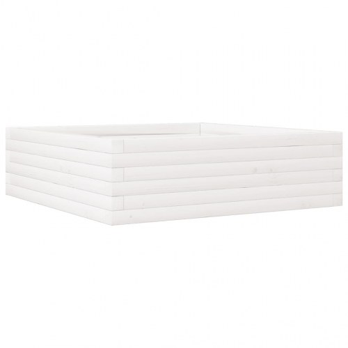 Plantekasse i massivt fyrretræ 80 x 80 x 23 cm - hvid
