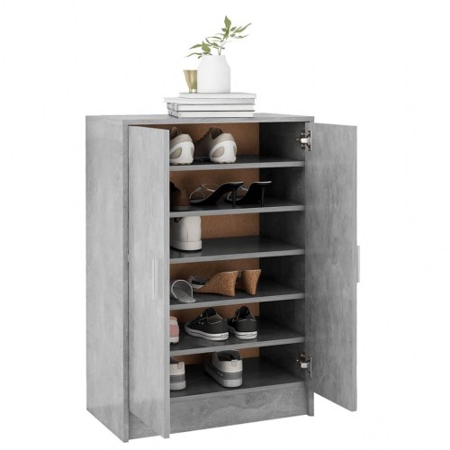 Skoskab 60×35×92 cm i konstrueret træ - betongrå
