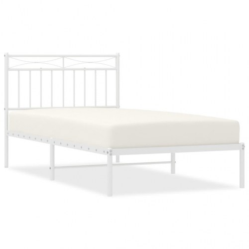 Sengeramme med sengegavl 100 x 190 cm i hvidt metal