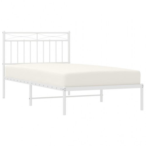 Sengeramme med sengegavl 100 x 190 cm i hvidt metal