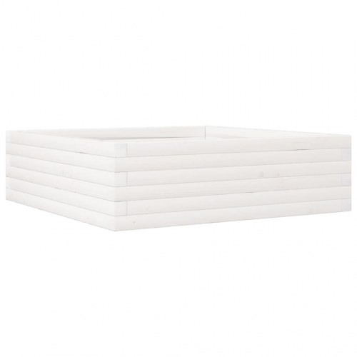Plantekasse i massivt fyrretræ 80 x 80 x 23 cm - hvid