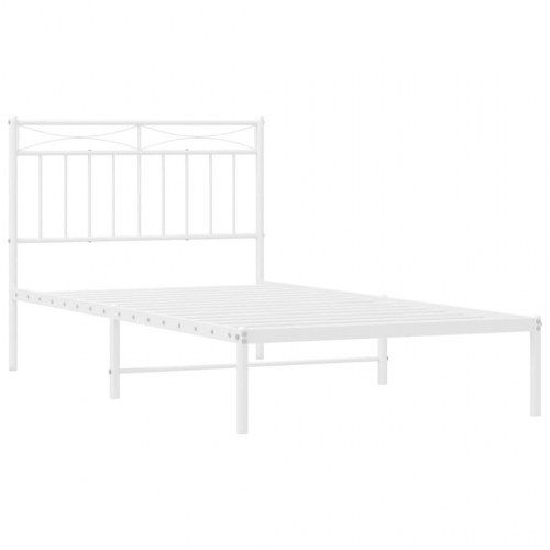 Sengeramme med sengegavl 100 x 190 cm i hvidt metal