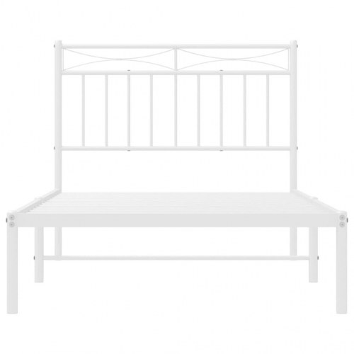 Sengeramme med sengegavl 100 x 190 cm i hvidt metal