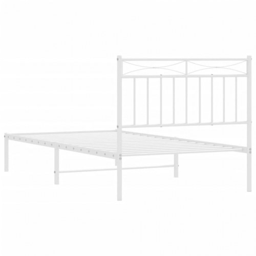 Sengeramme med sengegavl 100 x 190 cm i hvidt metal